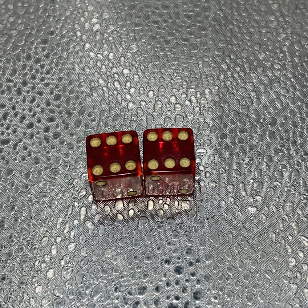 Vintage Set Red Lucite Dice 1/2" Casino Craps Poker